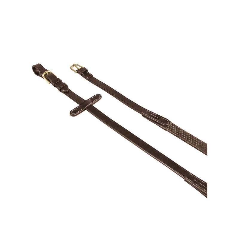 Rubber-reinforced leather reins for English bridle