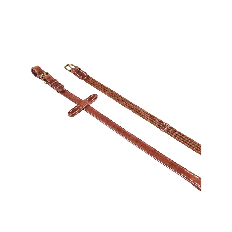 Reins for English bridle with brass buckles
