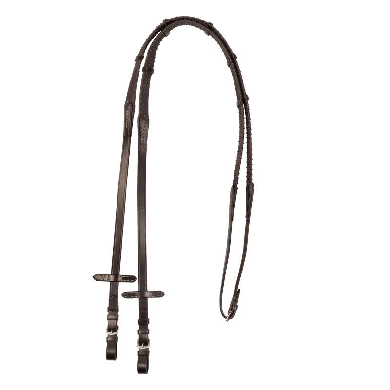 Reins for English bridle with nichel-plated buckles