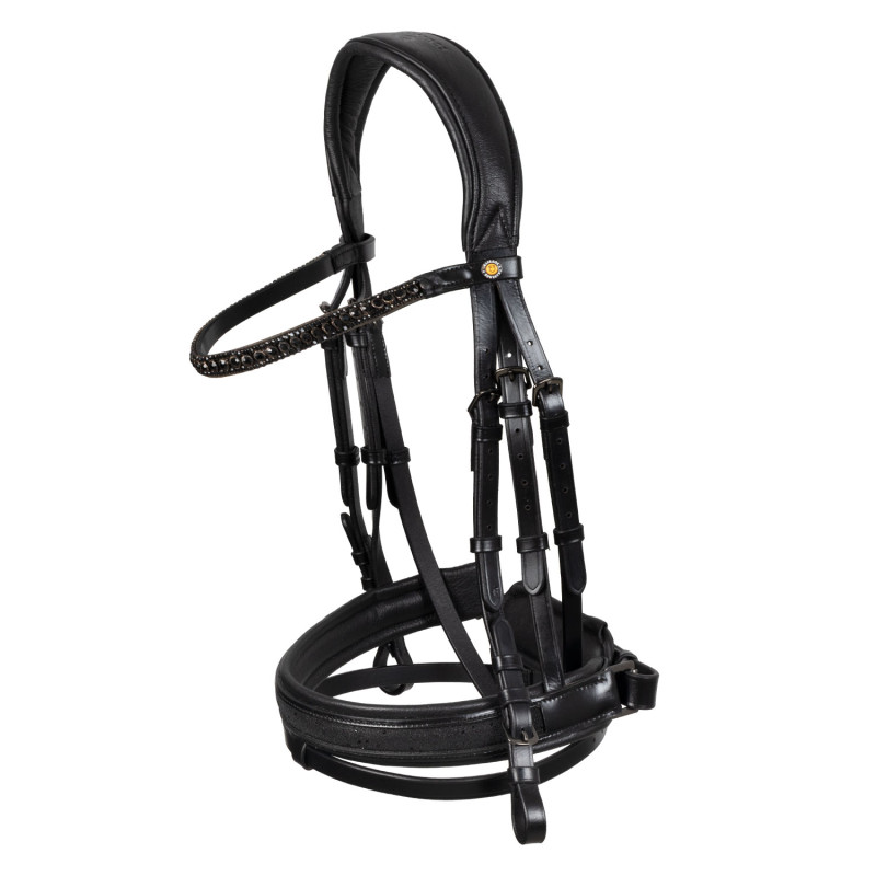 English leather bridle with glittery noseband