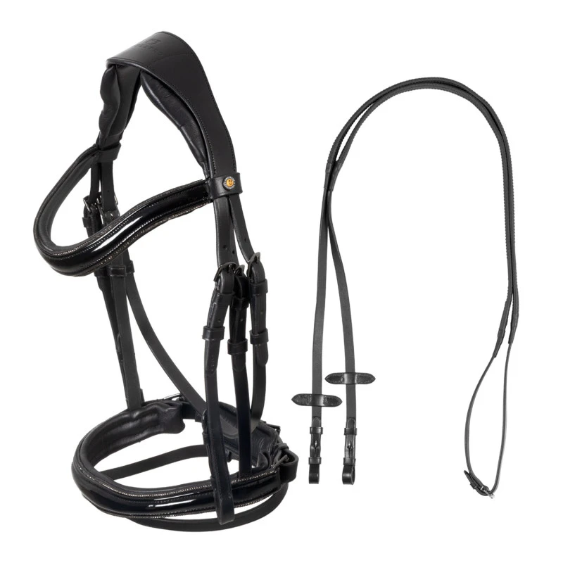 English bridle in polished leather with rhinestones