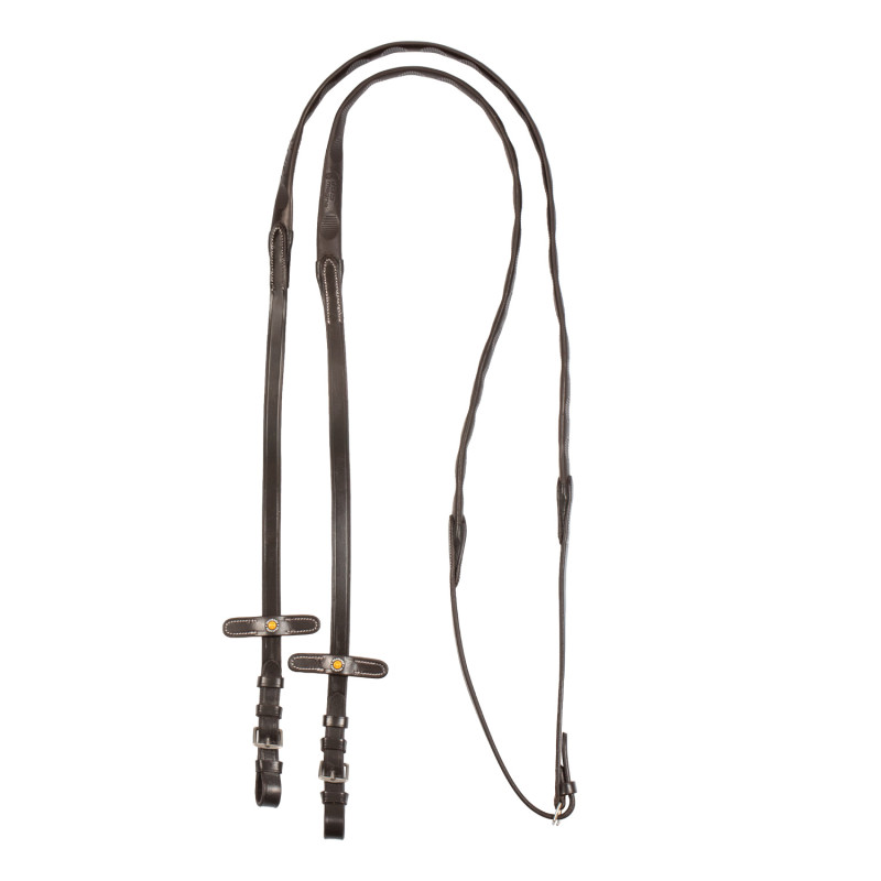 Leather magna reins with rubber grip