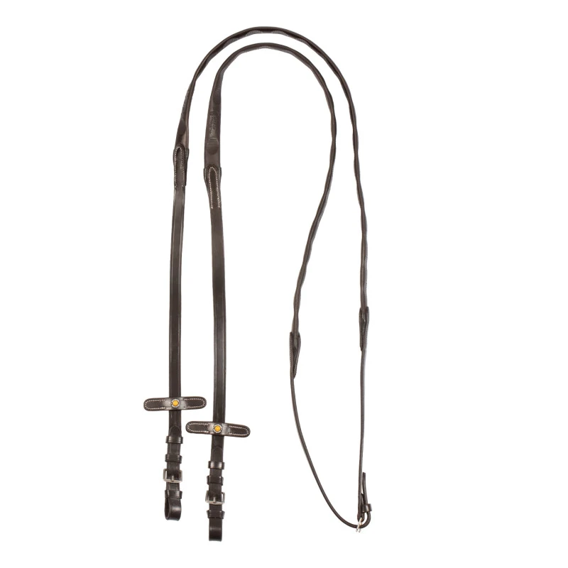 Leather magna reins with rubber grip