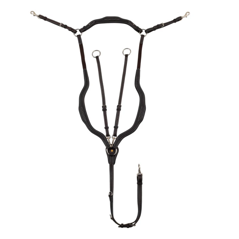 Anatomical leather breastplate with removable martingale
