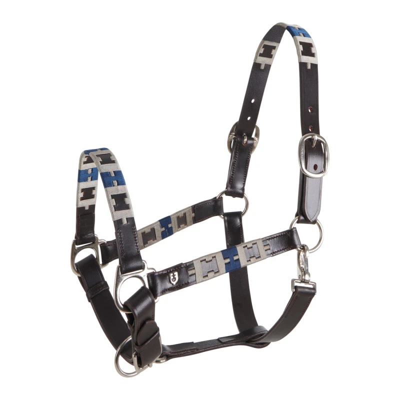 Leather halter with geometric pattern