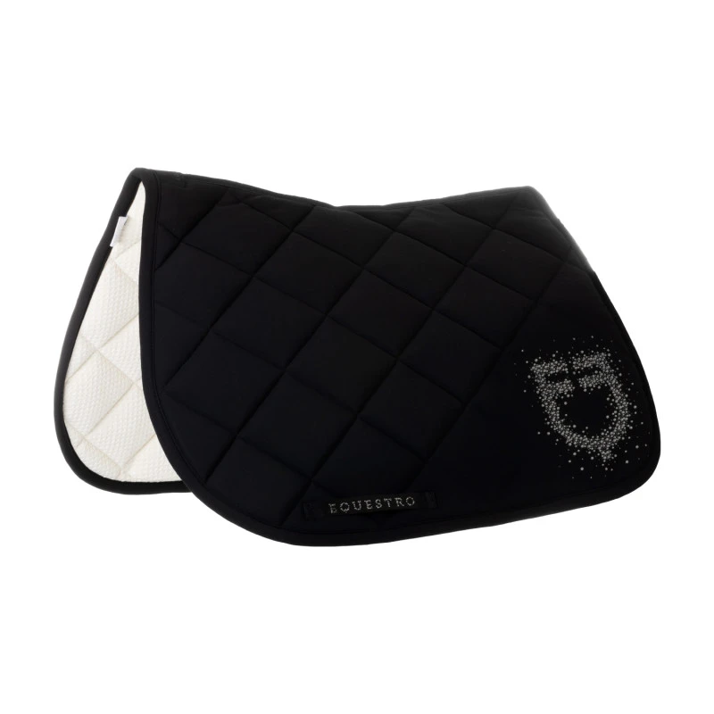 Jumping saddle pad with rhinestone logo