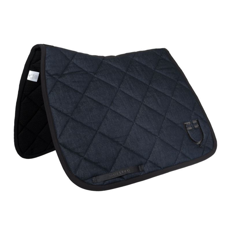 Dressage saddle pad in denim-effect technical fabric