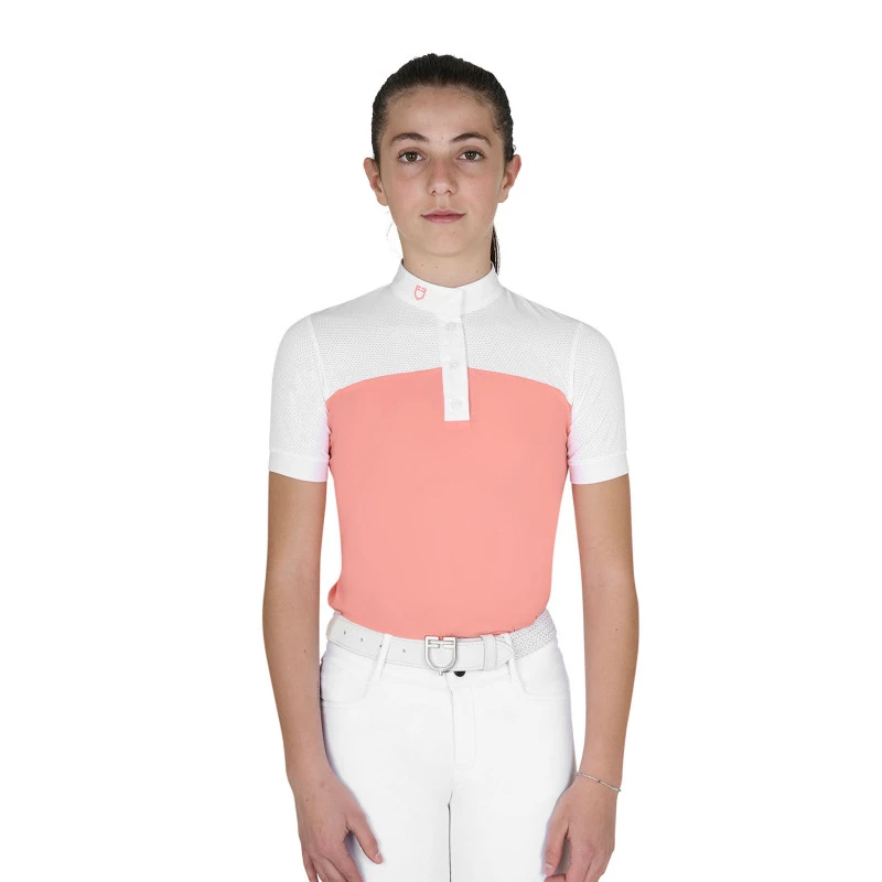 Polo niña de concurso slim fit tejido perforado