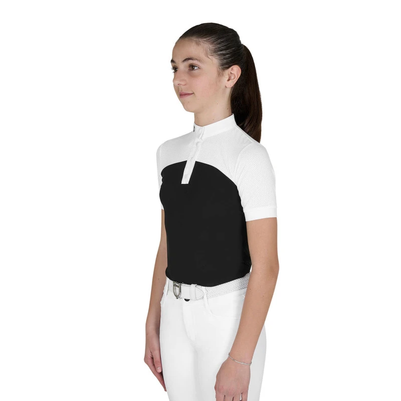 Polo niña de concurso slim fit tejido perforado