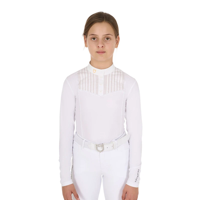 Polohemd für Mädchen, Slim Fit, Wettkampf, Strasssteine