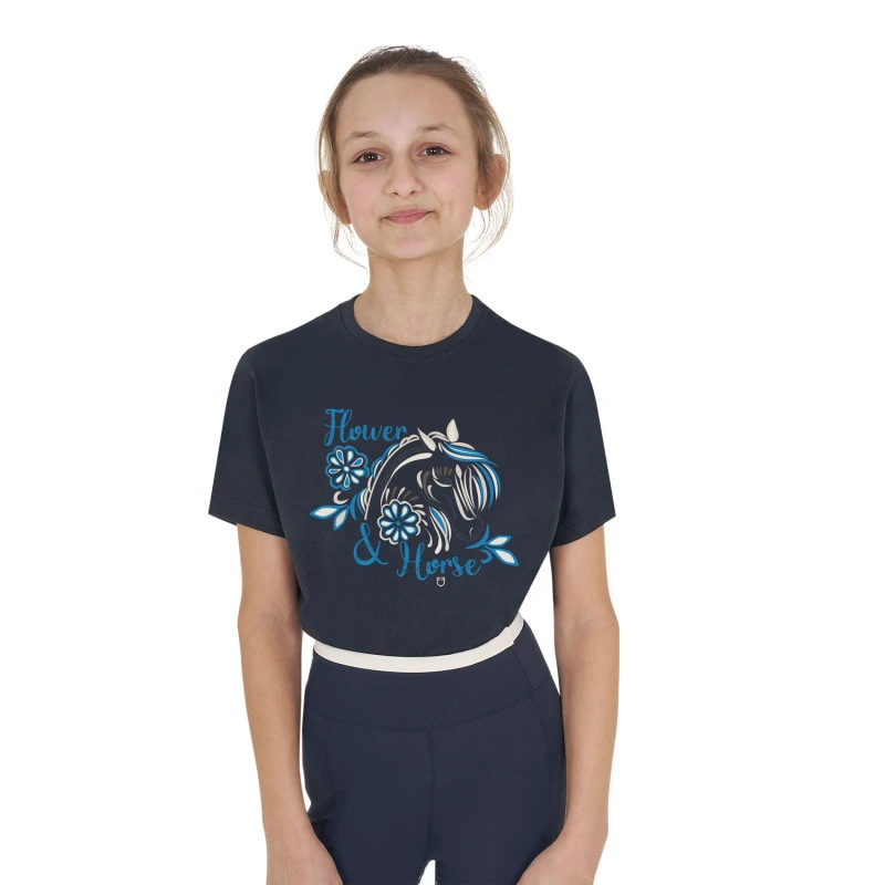 Meisjes bloemen paard katoenen T-shirt