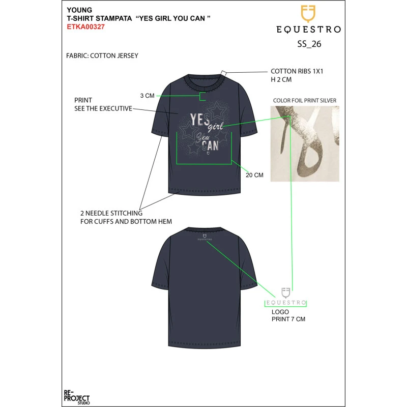 Girls' Yes Girl You Can cotton T-shirt