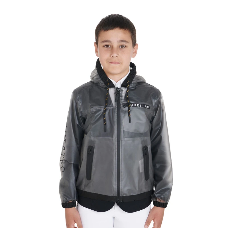 Kids' windproof zip hooded raincoat