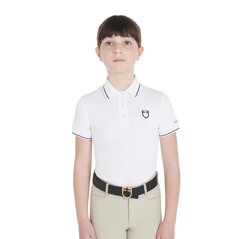 Kids' slim fit polo shirt in antibacterial technical fabric