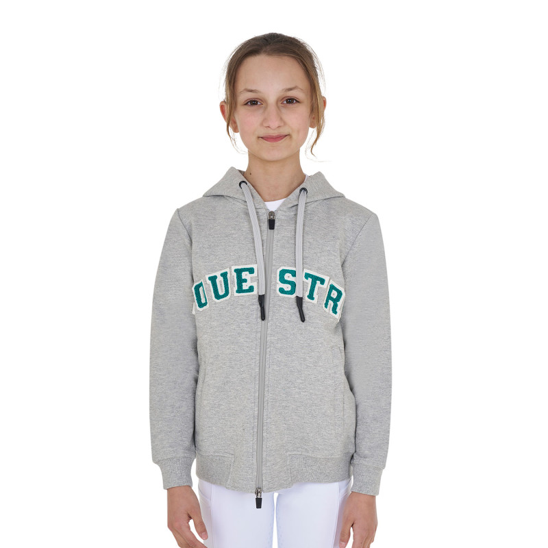 Kids' hoodie with zip and sponge lettering