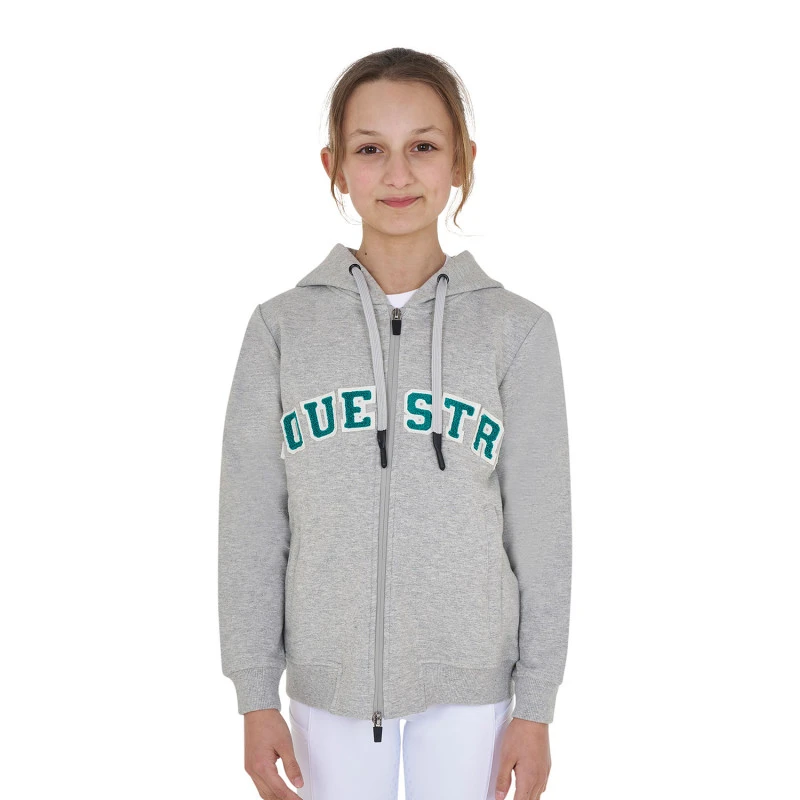 Kids' hoodie with zip and sponge lettering