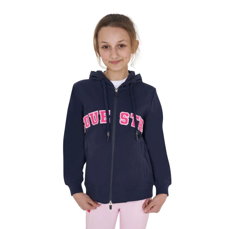 Kids' hoodie with zip and sponge lettering