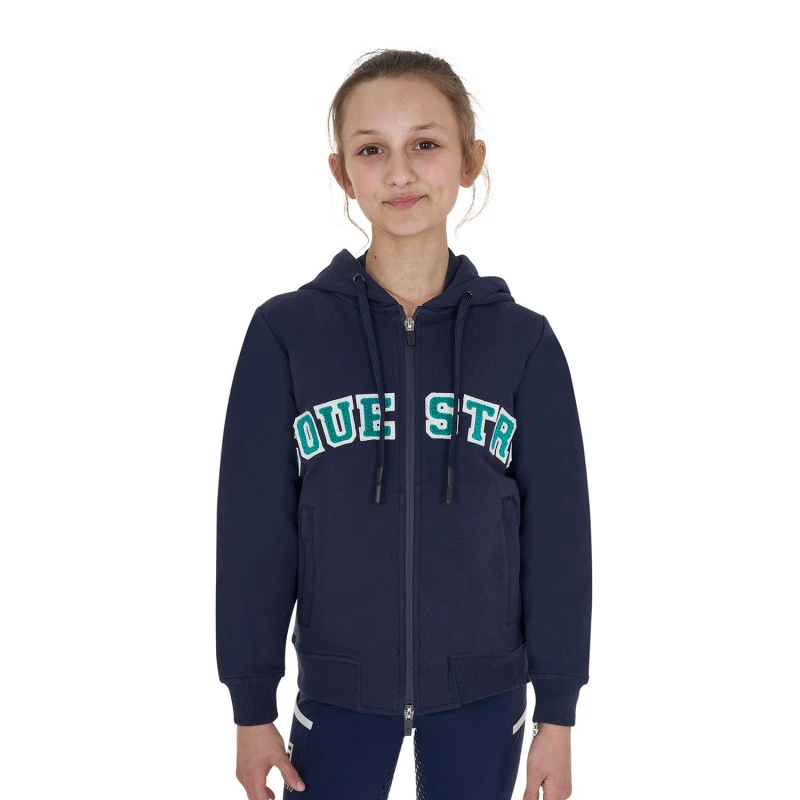 Kids' hoodie with zip and sponge lettering