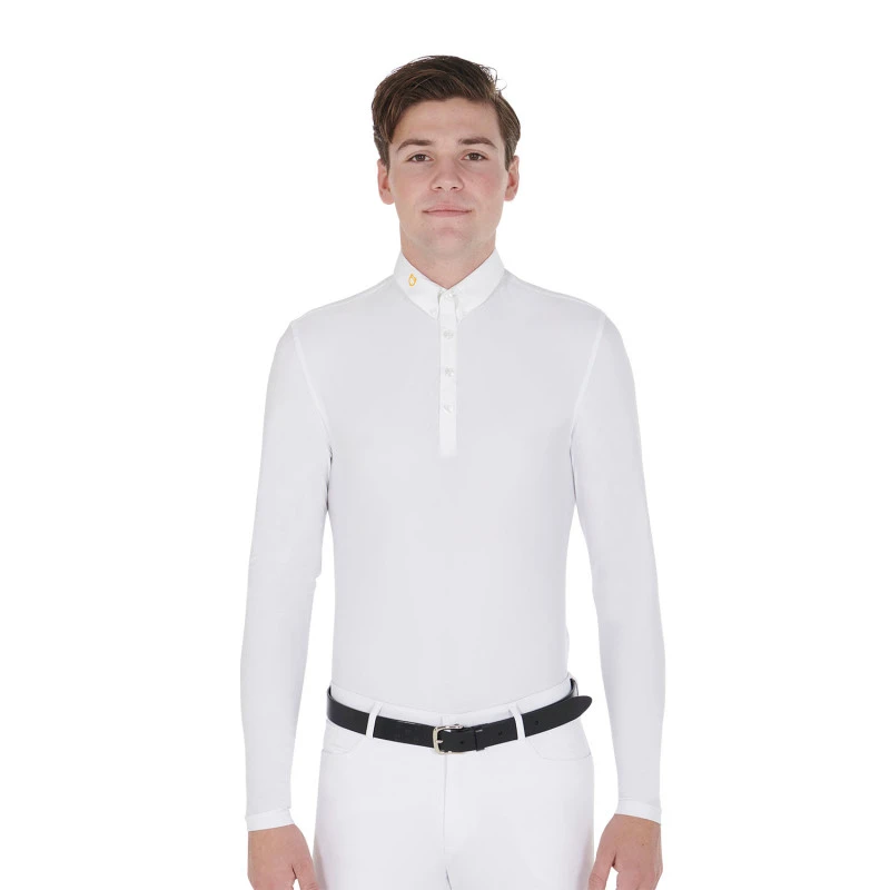 Herren-Poloshirt mit langen Ärmeln aus technischem Fleece