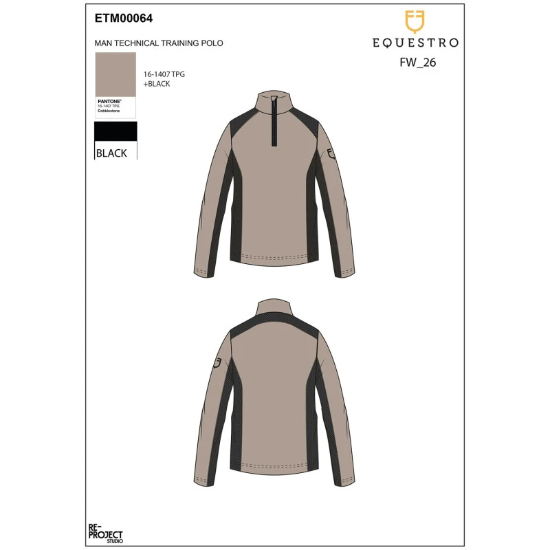 Men's slim fit long-sleeved training polo shirt