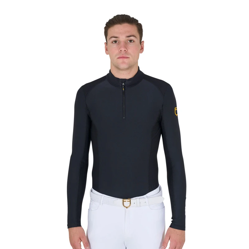 Men's slim fit long-sleeved training polo shirt