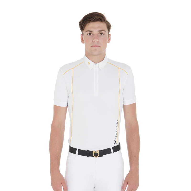 Herren-Slim-Fit-Poloshirt aus technischem Stoff mit Paspelierung