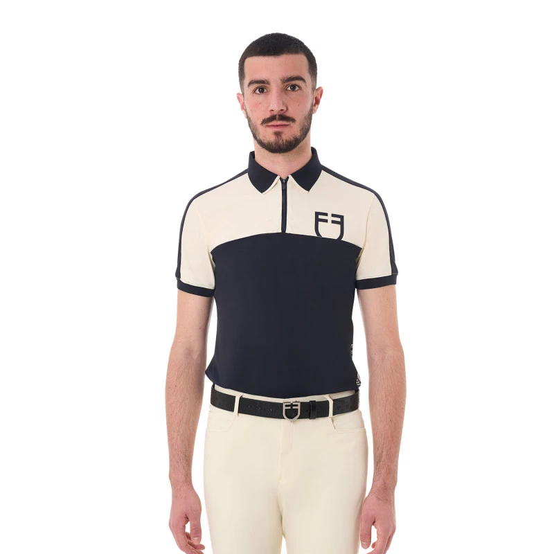 Men's slim fit training polo shirt with front logo