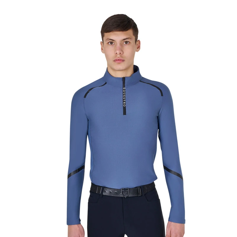 Herren Slim Fit Langarm Trainingspolo-Shirt