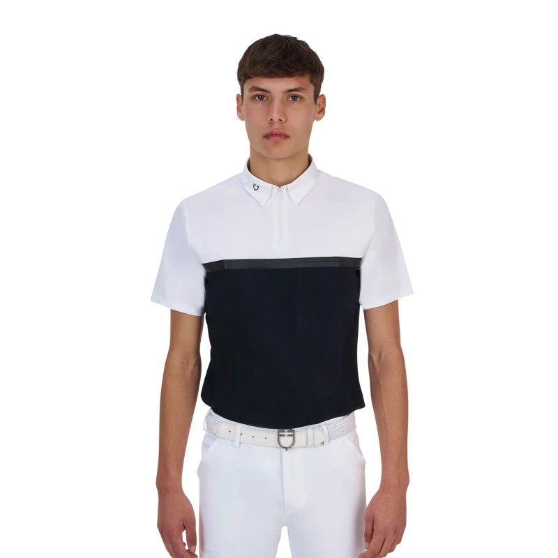 Equestro Ridertechnology Herren Wettkampf-Poloshirt, kurze Ärmel und Reißverschluss