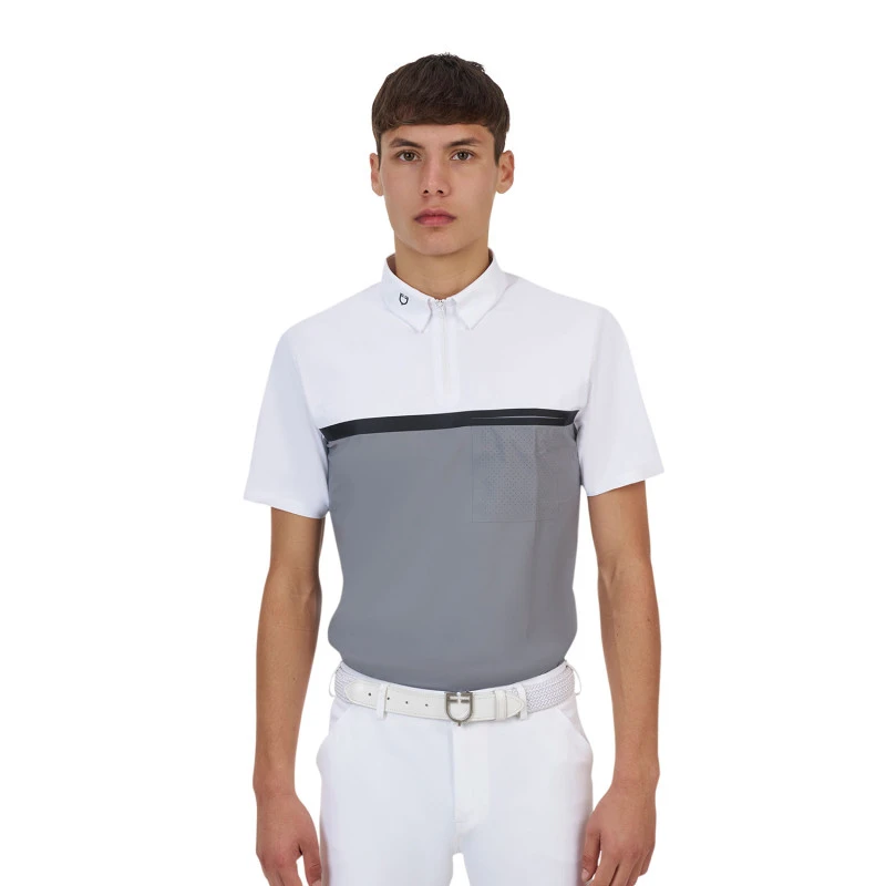 Polo concurso hombre Equestro Ridertechnology manga corta y cremallera