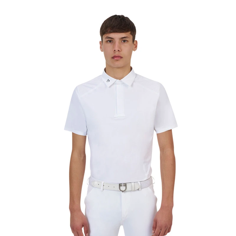 Equestro Ridertechnology Herren Turnier-Poloshirt mit kurzen Ärmeln und Knöpfen