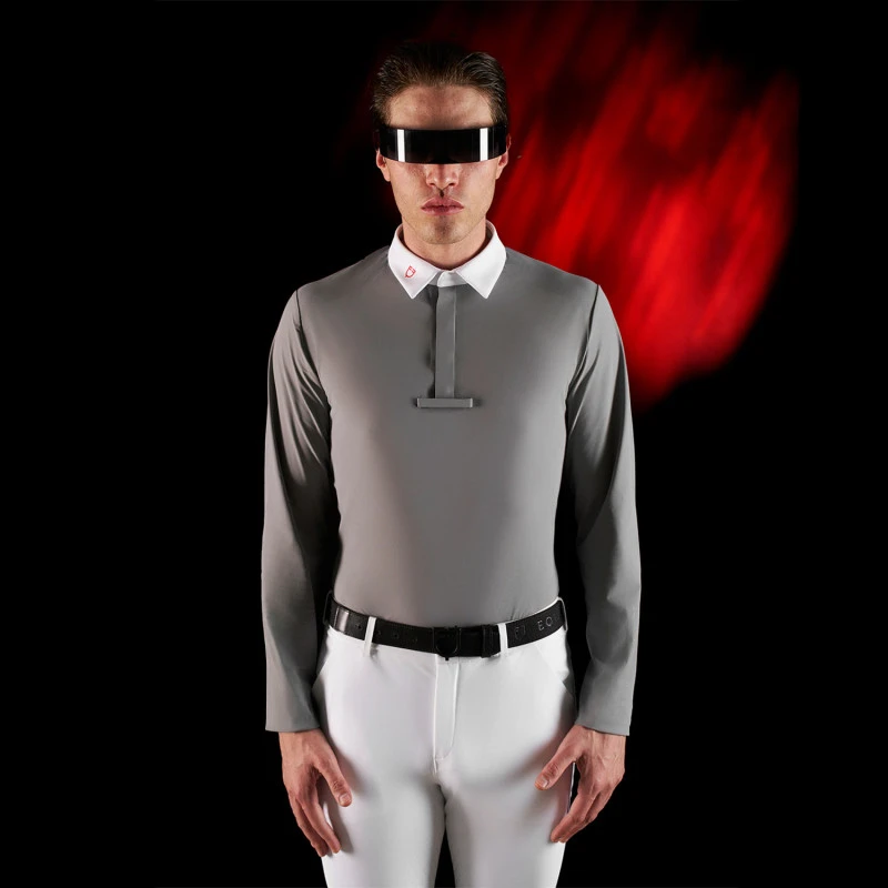 Polo concurso hombre ecuestre ridertechnology manga larga botones