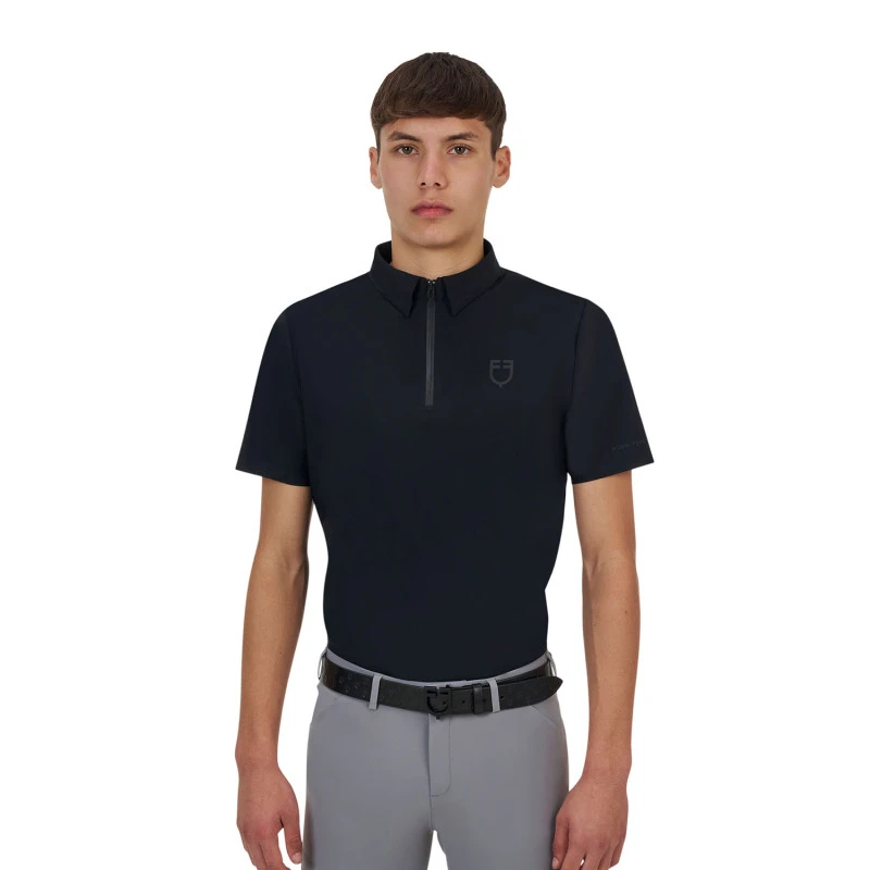 Equestro Ridertechnology Herren-Trainingspoloshirt mit kurzen Ärmeln und Reißverschluss