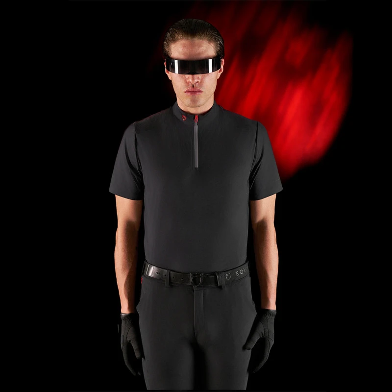 Equestro Ridertechnology Herren-Trainingspoloshirt mit kurzen Ärmeln und Reißverschluss