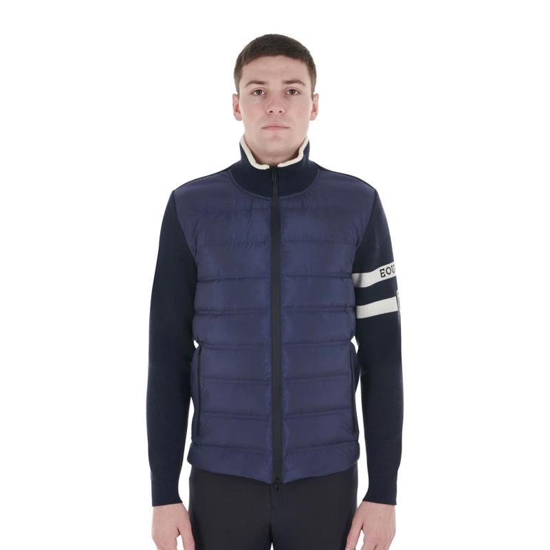 Herrenjacke aus Nylon und Strick mit Frontreißverschluss