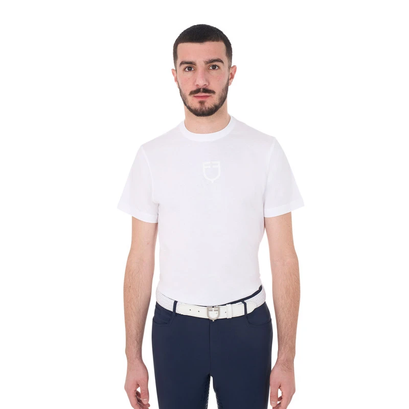 Herren Basic-T-Shirt mit Ton-in-Ton-Logo