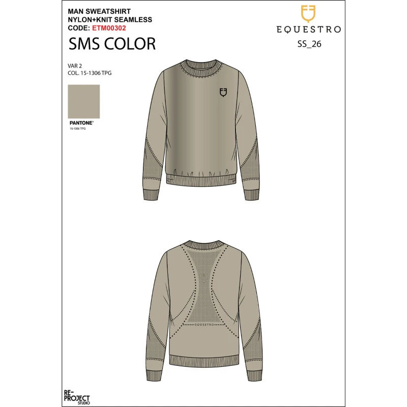 Men's technical crewneck sweatshirt with micro-mesh inserts