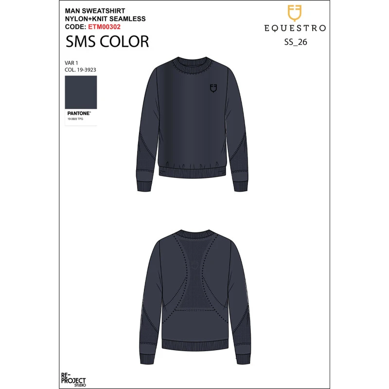 Men's technical crewneck sweatshirt with micro-mesh inserts