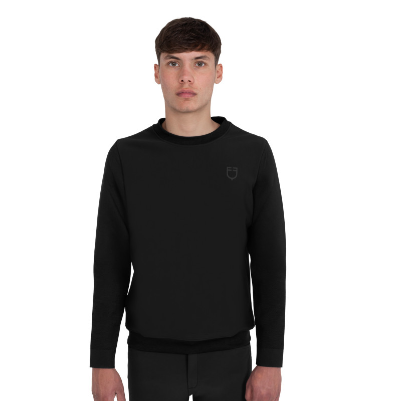 Men's technical crewneck sweatshirt with micro-mesh inserts