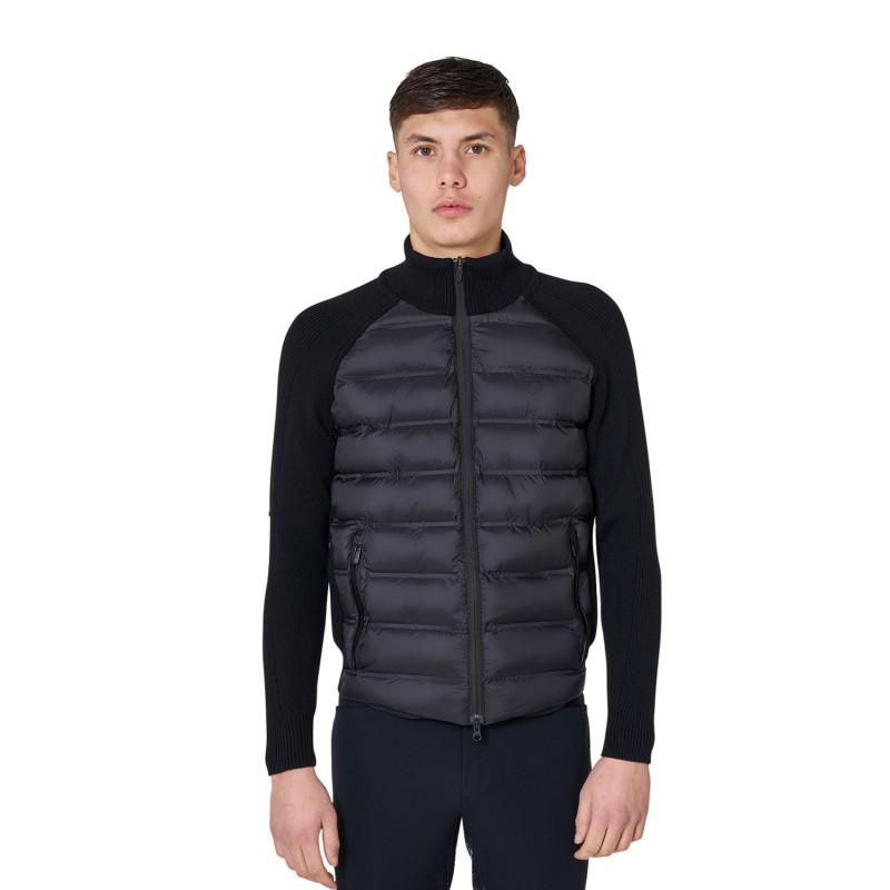 Men's down jacket with knitted sleeves