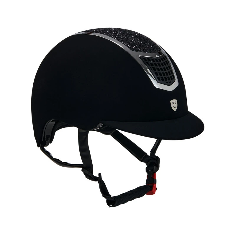 Ultra-light velvet helmet with rhinestones