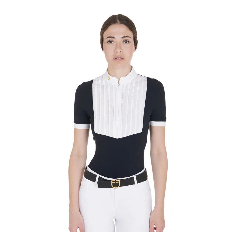 Polo de mujer slim fit de algodón plisado