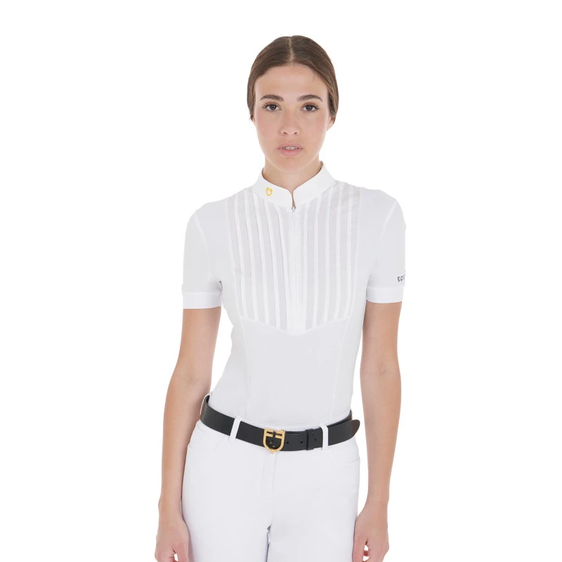 Polo de mujer slim fit de algodón plisado