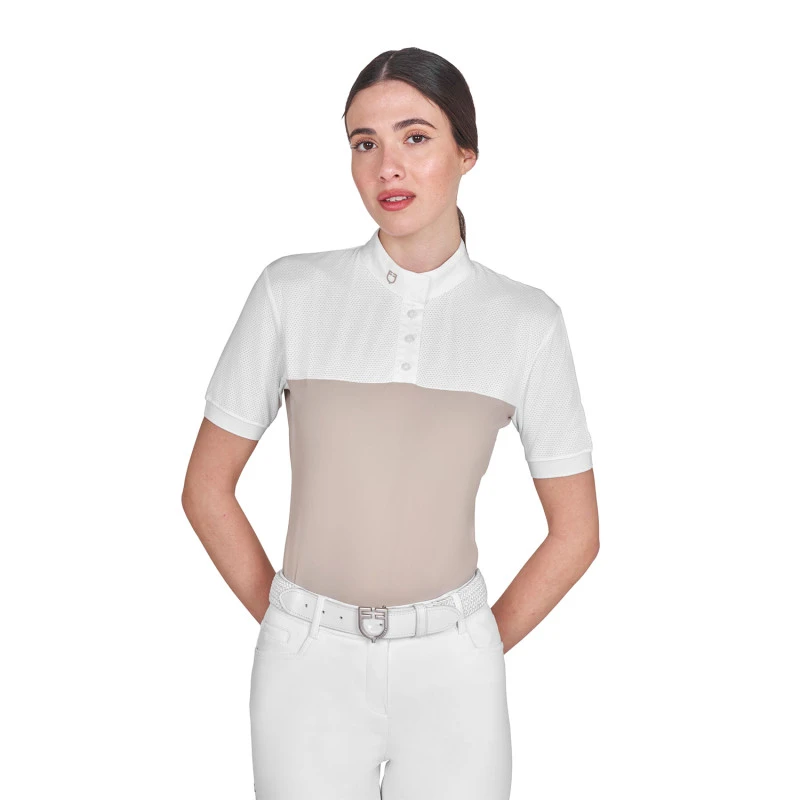 Polo de mujer slim fit de tejido técnico y malla