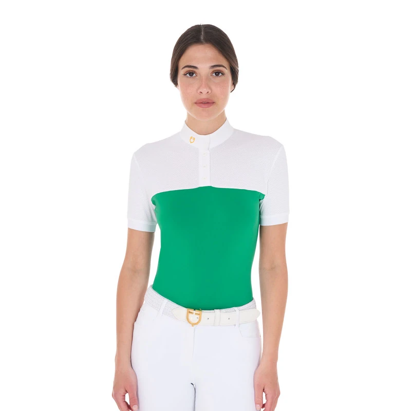 Polo de mujer slim fit de tejido técnico y malla