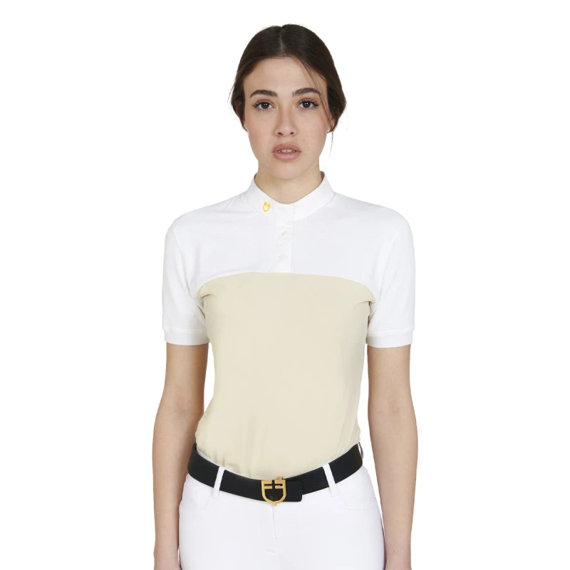 Polo de mujer slim fit de tejido técnico y malla