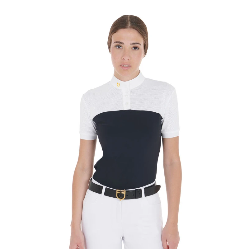 Polo de mujer slim fit de tejido técnico y malla