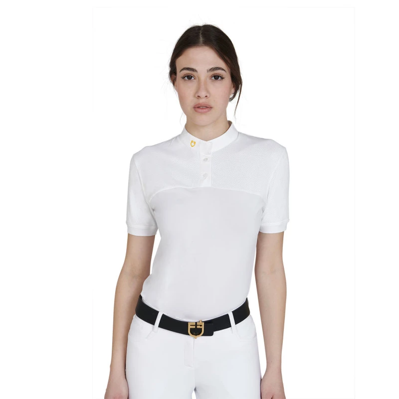 Polo de mujer slim fit de tejido técnico y malla