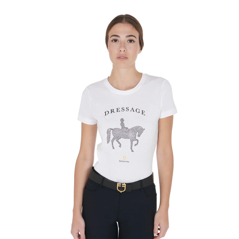 Women's slim fit t-shirt dressage with rhinestone