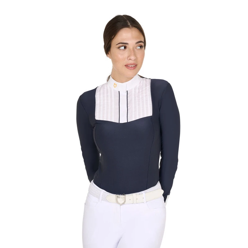 Polo de mujer slim fit con algodón plisado